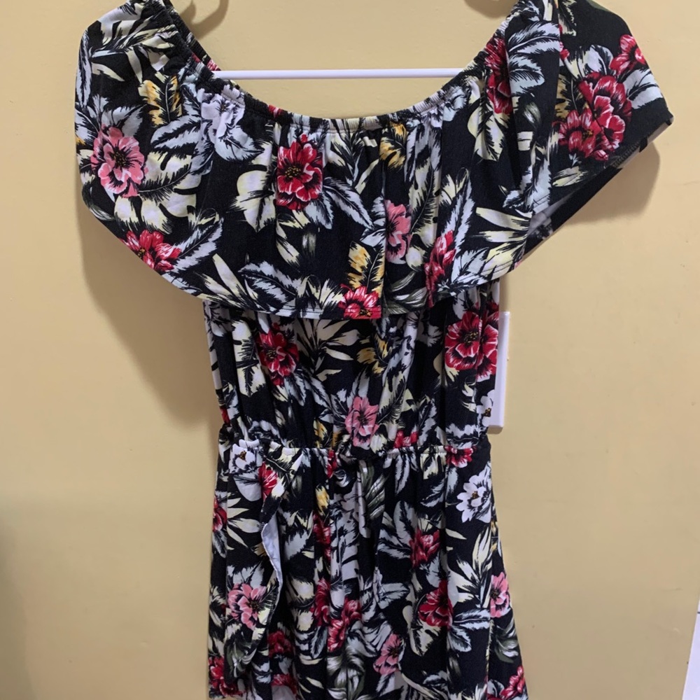 Black floral romper